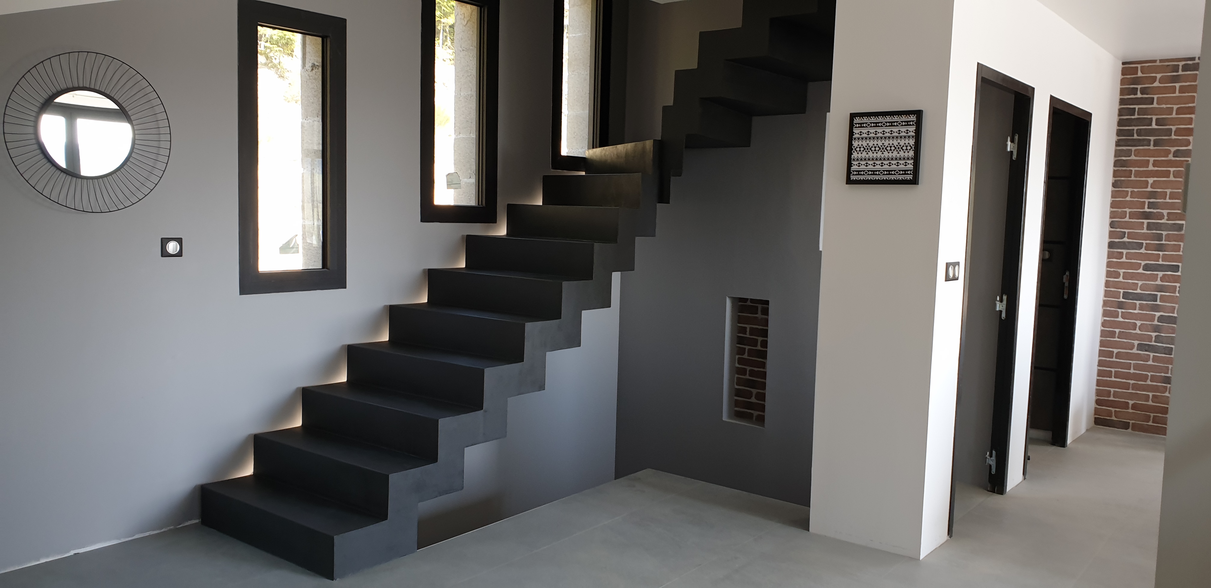 Béton ciré dans une maison à côté de Saint Étienne sur un escalier béton